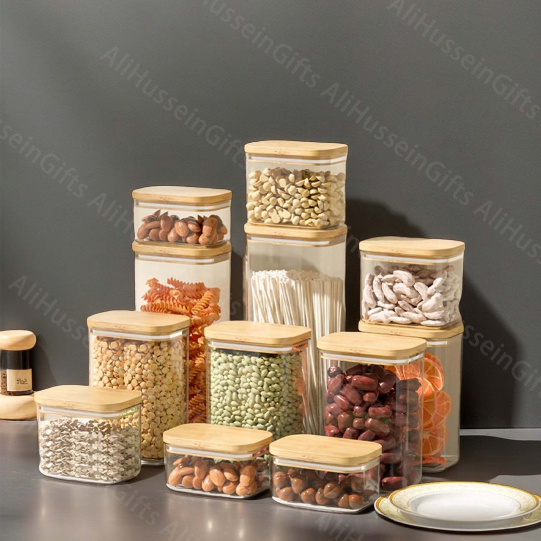 Plastic Storage Jars,kitchen Storage Jars,plastic Storage Jars With Wooden Top,silicone Seals ...
