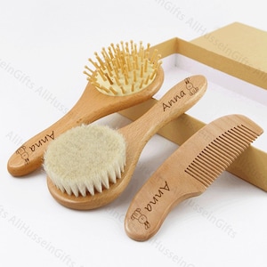 Benutzerdefinierte Baby Geschenk Mädchen, personalisierte Baby Haarbürste Set Dusche Geschenk, Baby Party Geschenk, Baby Andenken Geschenk, Holzbürste für Neugeborene Geschenke