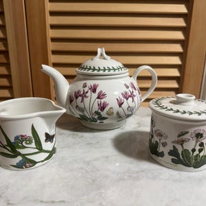 Vintage Portmeirion Variations 1972 Botanic Garden Teekanne Set Milchkännchen & Zucker