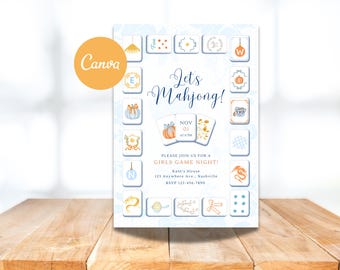 Mahjong Invitation: Editable Game Night Template (Digital Download)