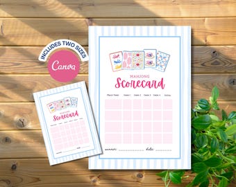 Mahjong Scorecard: Printable Game Night Score Sheet | Editable Canva Template