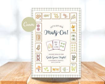 Fall Mahjong Invitation: Editable Canva Template (Digital Download)