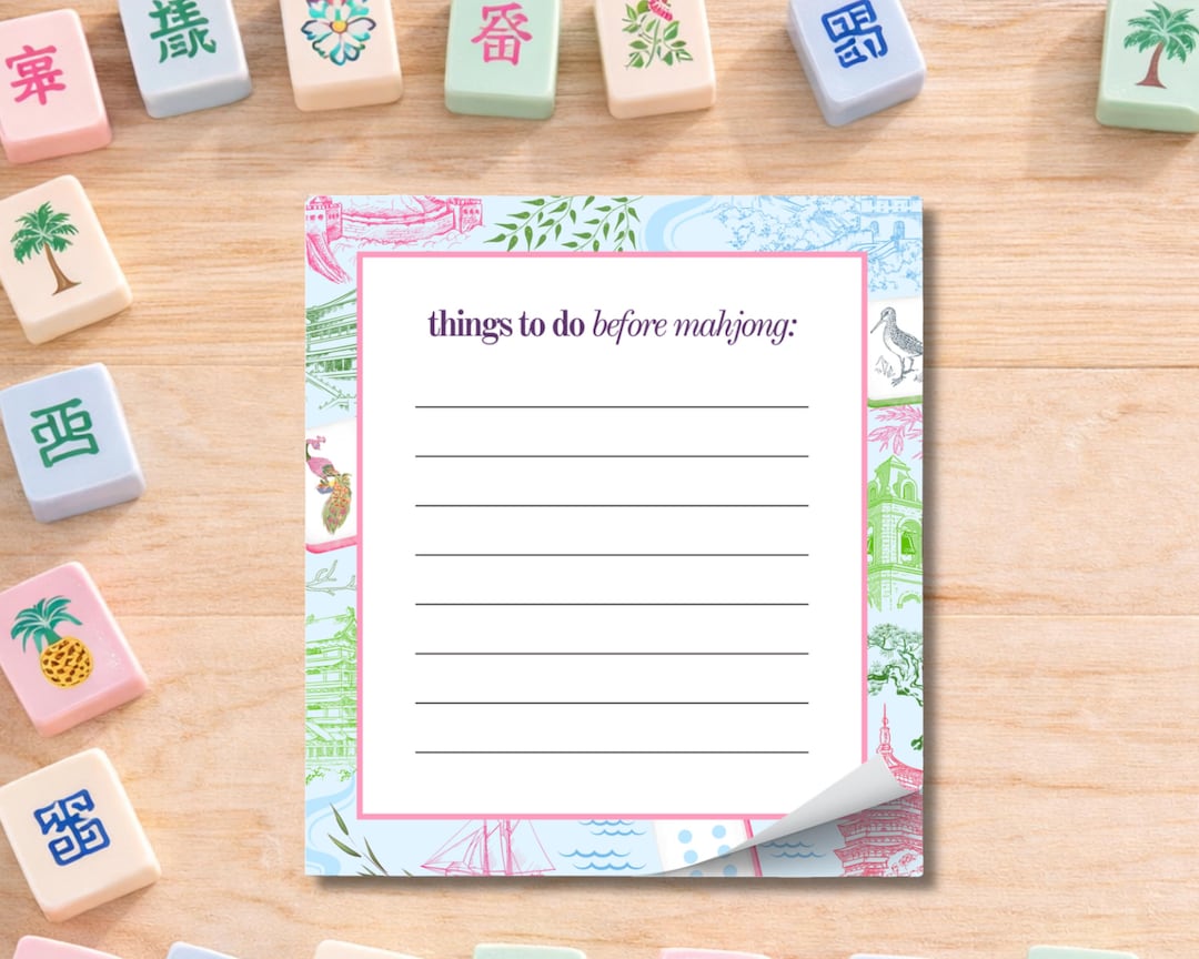 Mahjong Notepad Mahjong Notepad: Things to Do Before Mahjong | 50 Page Writing Pad ...