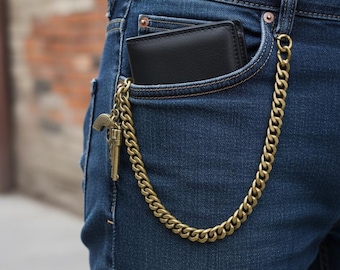 Hosenkette Biker Kette KAMERO Edelstahl Hosenkette (V4A) – Wallet Chain Für Biker, Kellner Oder Als Stylische Schlüsselkette Stylische Accessoire Kette