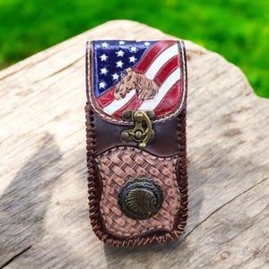 Belt Clip iPhone Case, Leather Cell Phone Holster, Brown Leather Phone Pouch, iPhone 16 15 14 13 12 11 Pro Holster, Vertical Belt Phone Case