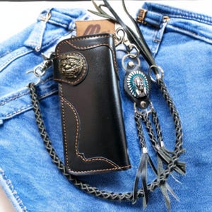 Handgefertigte Leder Biker Brieftasche, Kettenbrieftasche, Herren Bifold Brieftasche, Motorrad Leder Brieftasche, Valentinstag Geschenk für Ihn, Geschenk für Papa & Männer