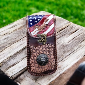 Brown Leather Phone Pouch, Belt Clip iPhone Case, Leather Cell Phone Holster, iPhone 16 15 14 13 12 11 Pro Holster, Vertical Belt Phone Case