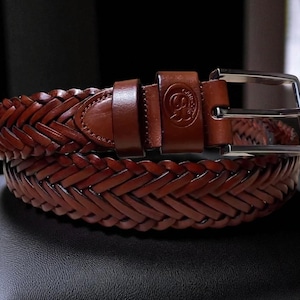 Pleciony pasek ze skóry bydlęcej dla kobiet, Unisex, brązowy, pleciony pasek, 1,3" szerokości, ręcznie robiony pasek do jeansów, prezent dla niej lub dla niego