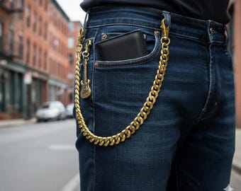 Solid Brass Chain, Handmade Wallet Chain, Biker Keychain, Biker