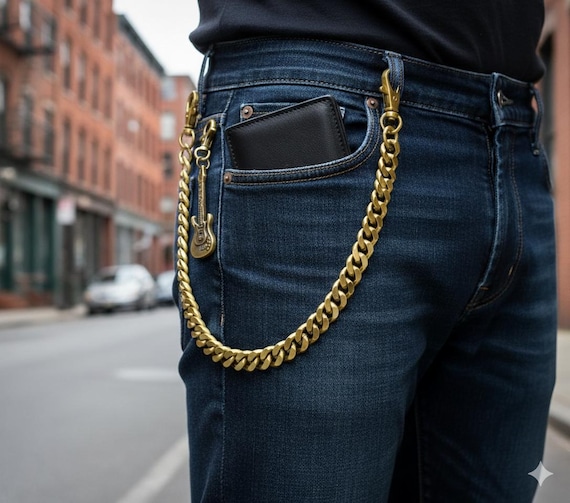 Solid Brass Chain, Handmade Wallet Chain, Biker Keychain, Biker