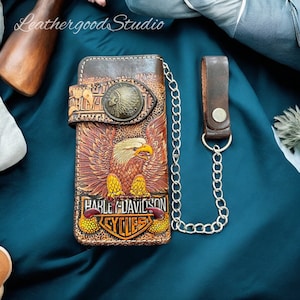 Handgefertigte Herren Leder Brieftasche, Ketten Brieftasche, Lange Biker Brieftasche, Bifold Reißverschluss Brieftasche, Western Cowboy Brieftasche, Kreditkarten Brieftasche, Leder Geschenk