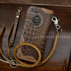 Handgefertigte Lederkette Brieftasche, Herren Bifold Brieftasche, Leder Biker Brieftasche Kette, Motorrad Brieftasche, Leder Geschenk für Männer, Geschenk für Papa,