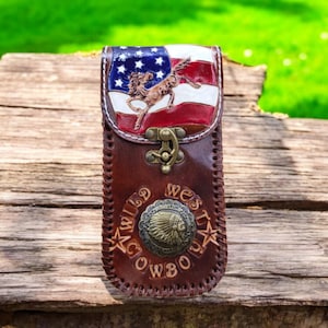 Belt Clip iPhone Case, Leather Cell Phone Holster, Brown Leather Phone Pouch, iPhone 16 15 14 13 12 11 Pro Holster, Vertical Belt Phone Case