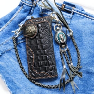 Handgefertigte Leder Biker Geldbörse, Ketten-Brieftasche, Herren Bifold Geldbörse, Motorrad Leder Geldbörse, Valentinstag Geschenk für ihn, Geschenk für Papa & Männer