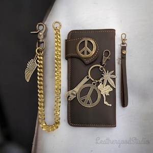 Billetera larga para hombre, tarjetero, billetera larga plegable para motociclista, billetera unisex estilo western, billetera delgada de cuero larga, billetera de cadena larga para hombre