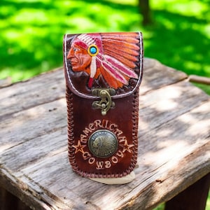 Leather Cell Phone Holster, Belt Clip iPhone Case, Brown Leather Phone Pouch, iPhone 16 15 14 13 12 11 Pro Holster, Vertical Belt Phone Case