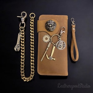 Handgefertigte Lederkette Brieftasche, Herren Bifold Brieftasche, Leder Biker Brieftasche Kette, Motorrad Brieftasche, Leder Geschenk für Männer, Geschenk für Papa