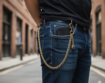 Biker Solid Brass Chain Wallet Brass Wallet Chain Biker Keychain