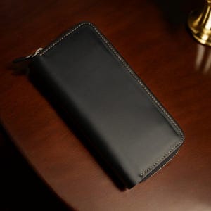 Cartera con cremallera, hecha a mano en cuero para mujer, cartera de viaje para el Día de la Madre, cartera pequeña, regalo de aniversario para esposa, cartera unisex.