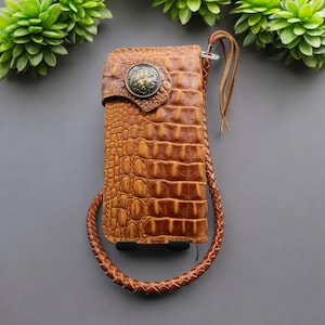 Carteira de corrente de couro feita à mão, carteira bifold masculina, corrente de carteira de motociclista de couro, carteira de motocicleta, presente de couro para homens, presente para o pai