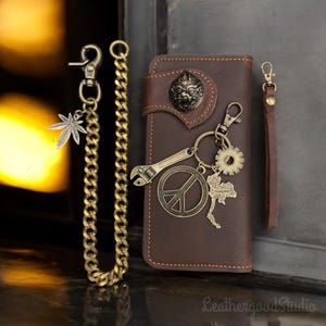 Billetera larga para hombre, tarjetero, billetera larga plegable para motociclista, billetera unisex estilo western, billetera delgada de cuero larga, billetera de cadena larga para hombre