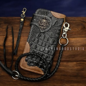 Handgefertigte Lederkette Brieftasche, Herren Bifold Brieftasche, Leder Biker Brieftasche Kette, Motorrad Brieftasche, Leder Geschenk für Männer, Geschenk für Papa,