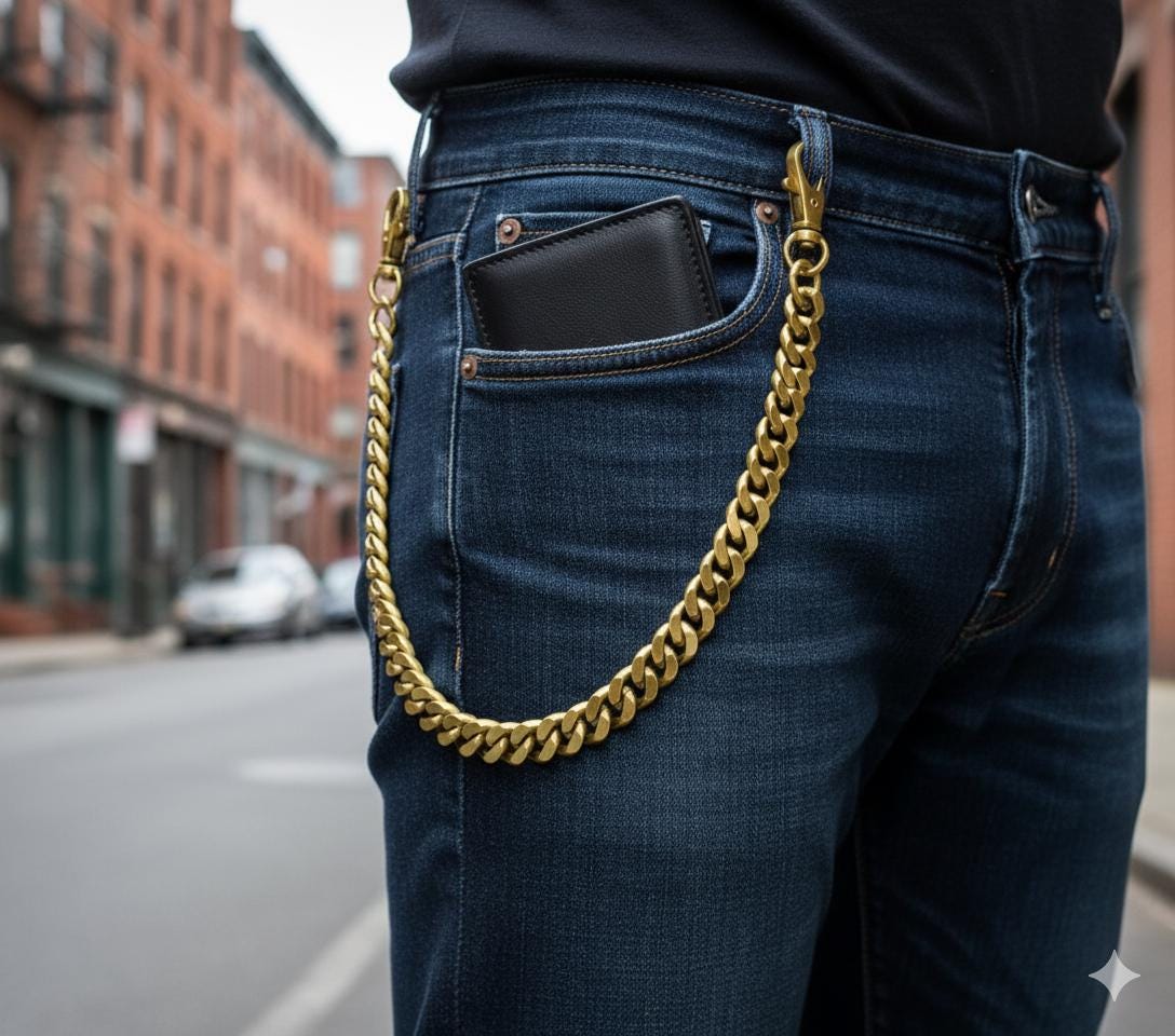 Brass Chain, Wallet Chain for Men Women, Jeans Chain, Biker Wallet