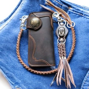 Muttertagsgeschenk, Leder Biker Brieftasche, Kette Brieftasche, Bifold Brieftasche für Herren, Motorrad Leder Brieftasche, Valentinstag Geschenk für Ihn, Geschenk für Papa