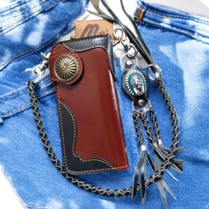 Valentinstag Geschenk für ihn, Kette Brieftasche, Motorrad Leder Brieftasche, Lange Herren Brieftasche, handgefertigte Leder Biker Brieftasche, Geschenk für Papa Freund
