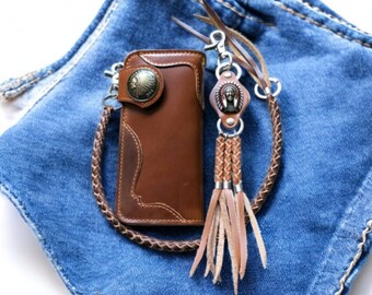 Chain Wallet, Mens Long Wallet, Handmade Leather Biker Wallet, Motorcycle Leather Wallet, Valentines Gift For Him, Gift For Dad & Boyfriend