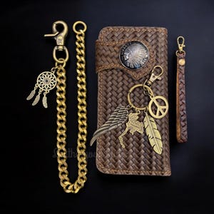 Lange Herren Geldbörse, Kreditkartenhalter, Lange Bifold Biker Geldbörse, Unisex Western Geldbörse, schlanke lange Leder Geldbörse, Lange Ketten Geldbörse für Männer