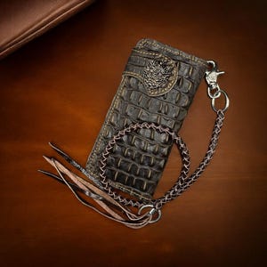 Handgefertigte Lederkette Brieftasche, Herren Bifold Brieftasche, Leder Biker Brieftasche Kette, Motorrad Brieftasche, Leder Geschenk für Männer, Geschenk für Papa