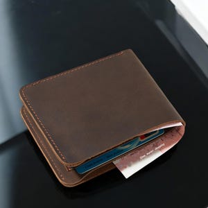 Cartera delgada hecha a mano, cartera de cuero RFID, cartera de cuero con cremallera, regalo para caballeros, cartera de cuero vegano, cartera minimalista, cartera ecológica de regalo
