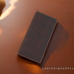 Echtleder Lange Brieftasche, Stilvolle Geschenkidee für Sie / Ihn, Lange Leder Brieftasche, Herren Lange Brieftasche Mehrere Fächer Jubiläumsgeschenk