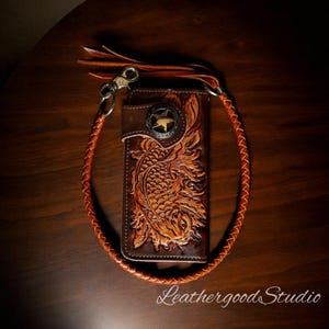 Handgefertigte Lederkette Brieftasche, Herren Bifold Brieftasche, Leder Biker Brieftasche Kette, Motorrad Brieftasche, Leder Geschenk für Männer, Geschenk für Papa