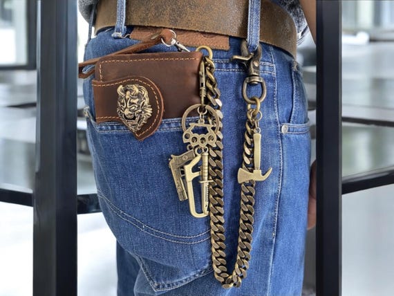 Solid Brass Chain, Handmade Wallet Chain, Biker Keychain, Biker
