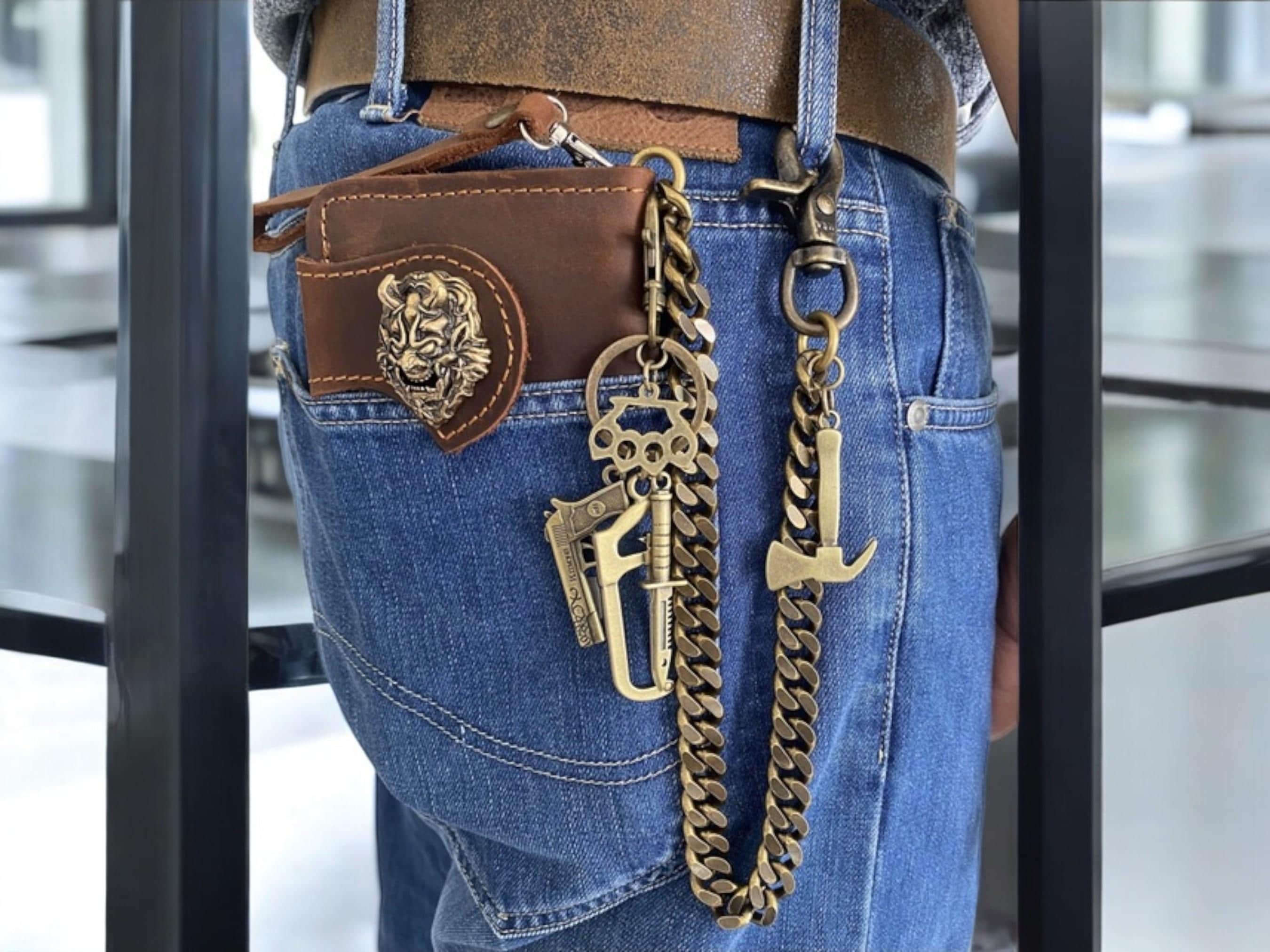 Solid Brass Chain, Handmade Wallet Chain, Biker Keychain, Biker
