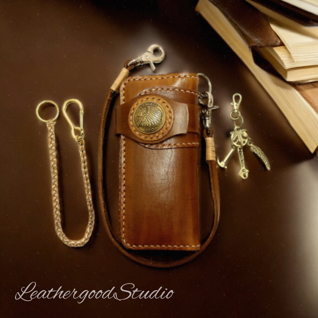 Handmade Leather Chain Wallet, Mens Bifold Wallet, Leather Biker Wallet ...