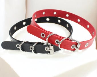 Handmade Leather Choker with Chain, Collar Necklace for Women, Adjustable Punk Goth Choker, Alternative Fashion Jewelry Gift