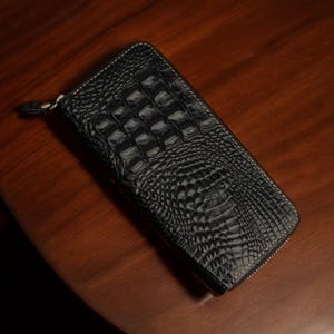 Cartera con cremallera, cartera de cuero para mujer, cartera de viaje con cremallera, regalo de aniversario para ella, cartera unisex.