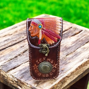 Brown Leather Phone Pouch, Belt Clip iPhone Case, Leather Cell Phone Holster, iPhone 16 15 14 13 12 11 Pro Holster, Vertical Belt Phone Case