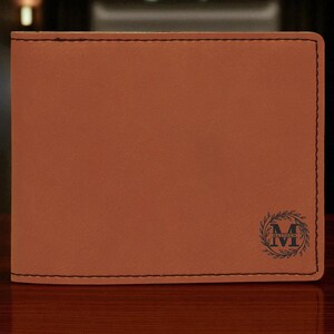 Regalo para padrinos de boda, billetera personalizada para hombre, billetera de cuero genuino grabada, billetera personalizada para él, novio, esposo, papá, Día del Padre