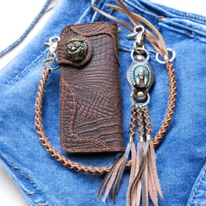 Valentinstag Geschenk für ihn, Kette Brieftasche, Motorrad Leder Brieftasche, Lange Herren Brieftasche, handgefertigte Leder Biker Brieftasche, Geschenk für Papa Freund