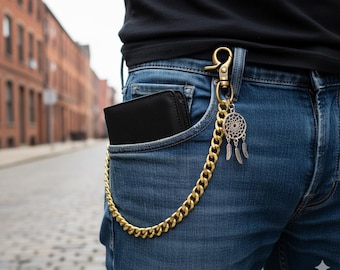 Biker Solid Brass Chain Wallet Brass Wallet Chain Biker Keychain
