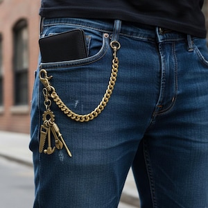 Solid Brass Chain, Handmade Wallet Chain, Biker Keychain, Biker