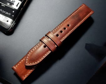 Correa de reloj de cuero hecha a mano, Correa de reloj, Correa de reloj marrón, Correa de reloj marrón personalizada de 16 mm, 18 mm, 20 mm y 22 mm, Regalo de aniversario, Regalo de cumpleaños