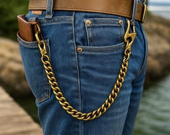 真鍮ウォレットチェーン フィッシュフック キーホルダー アメカジ