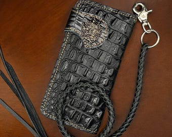 Handmade Leather Chain Wallet, Mens Bifold Wallet, Leather Biker Wallet Chain, Motorcycle Wallet, leather Gift For Men, Gift for Dad