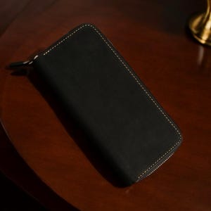 Cartera de cuero hecha a mano para mujer, con cremallera, de viaje, ideal para el Día de la Madre, pequeña, regalo de aniversario para esposa, unisex.