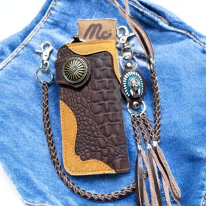 Kettenbrieftasche, lange Herrenbrieftasche, handgefertigte Leder-Biker-Geldbörse, Motorrad-Leder-Geldbörse, Valentinstagsgeschenk für ihn, Geschenk für Papa und Freund